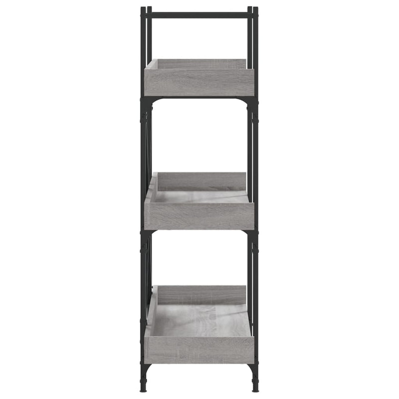 vidaXL 3-szintes szürke sonoma szerelt fa könyvespolc 100x33x108,5 cm