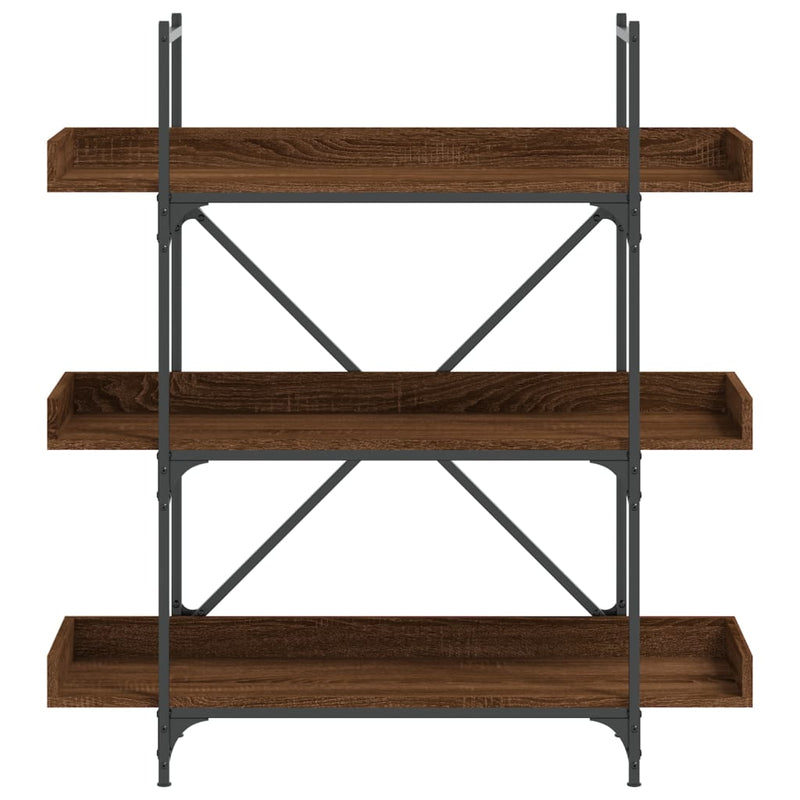 vidaXL 3-szintes barna tölgy szerelt fa könyvespolc 100x33x108,5 cm