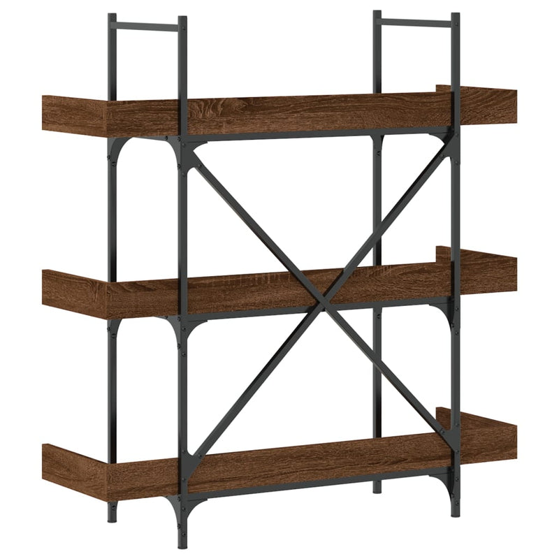 vidaXL 3-szintes barna tölgy szerelt fa könyvespolc 100x33x108,5 cm