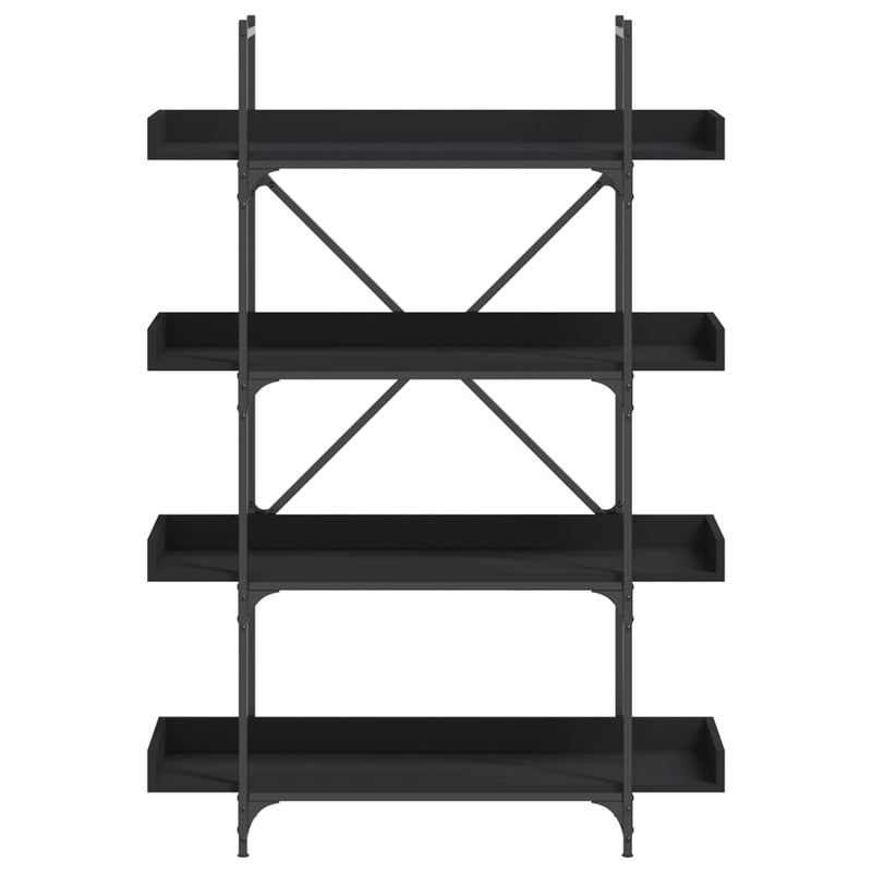vidaXL 4-szintes fekete szerelt fa könyvespolc 100 x 33 x 145,5 cm