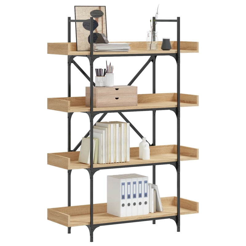 vidaXL 4-szintes sonoma tölgy szerelt fa könyvespolc 100x33x145,5 cm