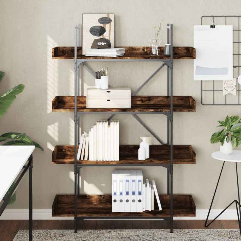 vidaXL 4 szintes füstös tölgy szerelt fa könyvespolc 100x33x145,5 cm