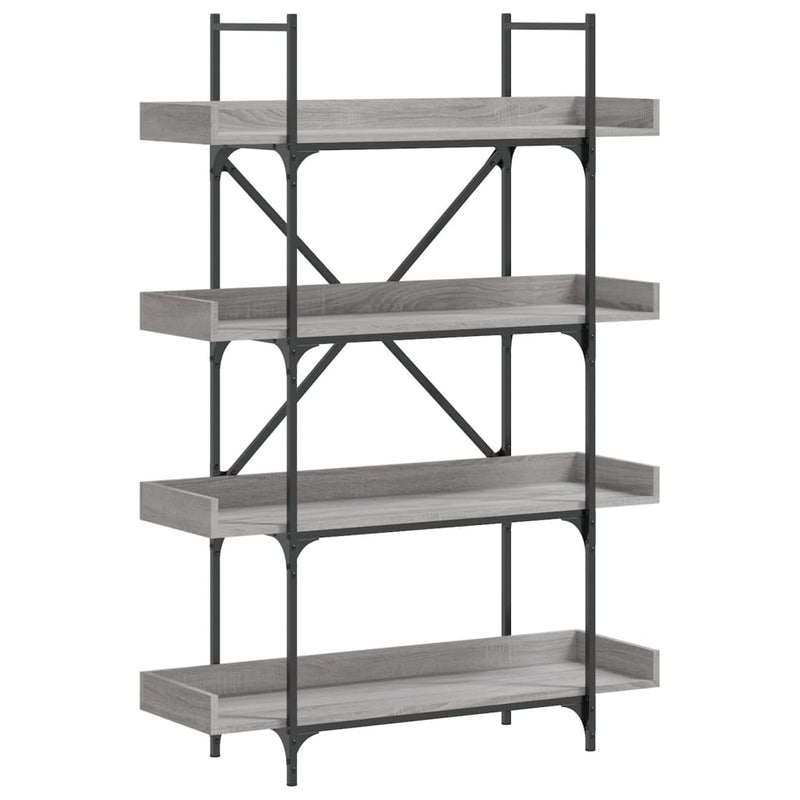 vidaXL 4-szintes szürke sonoma szerelt fa könyvespolc 100x33x145,5 cm