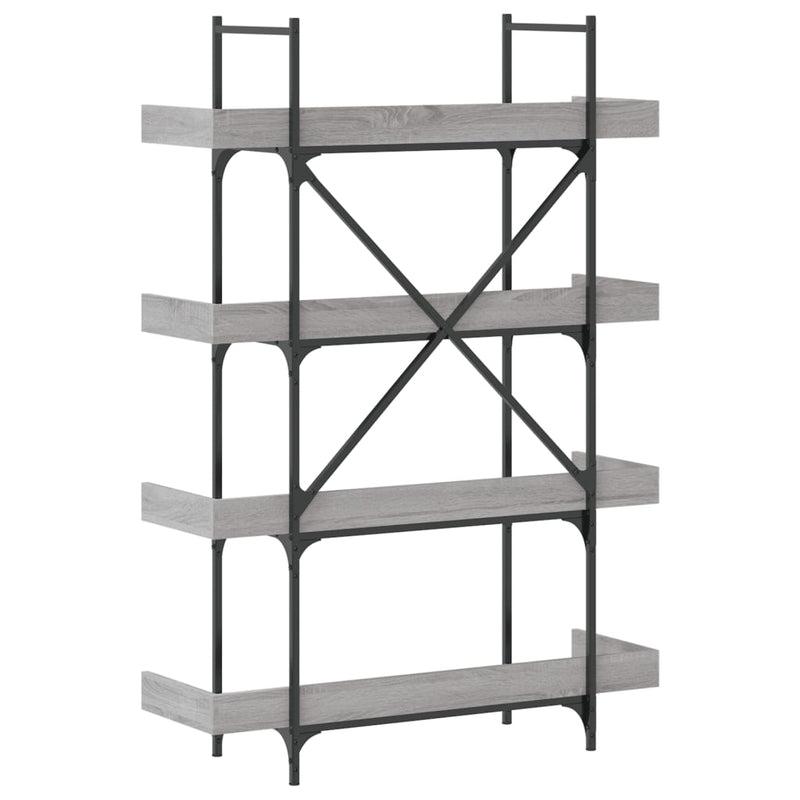 vidaXL 4-szintes szürke sonoma szerelt fa könyvespolc 100x33x145,5 cm