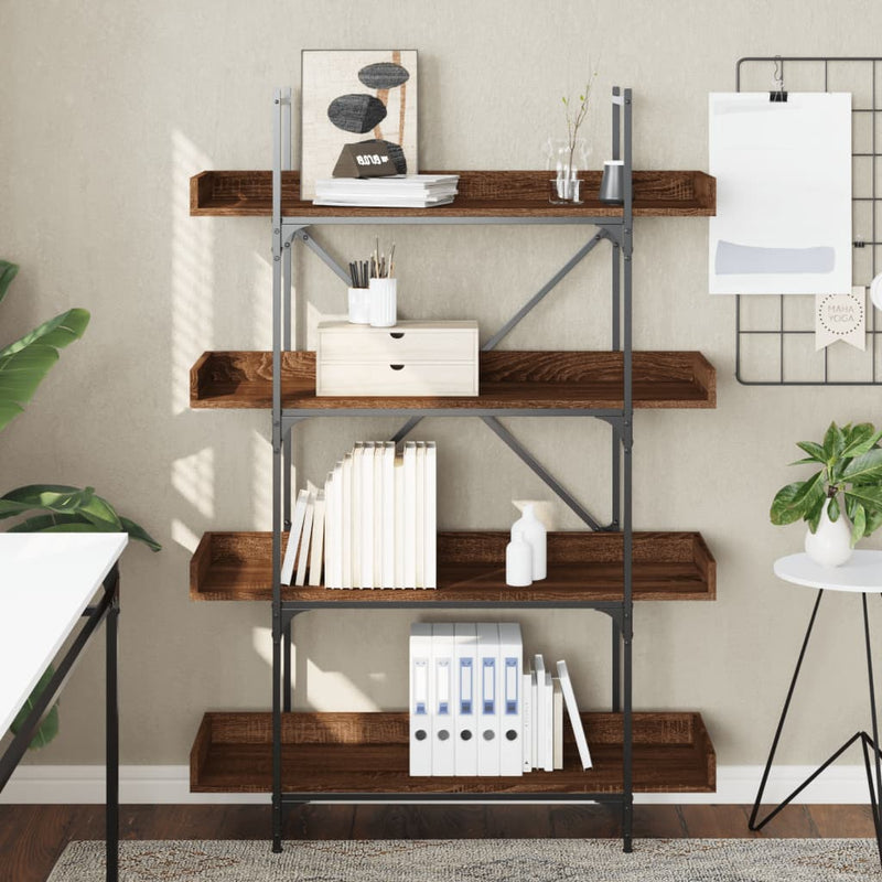 vidaXL 4-szintes barna tölgy szerelt fa könyvespolc 100x33x145,5 cm