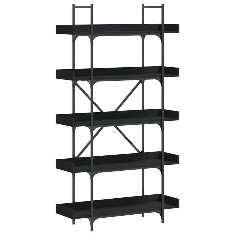 vidaXL 5-szintes fekete szerelt fa könyvespolc 100 x 33 x 180,5 cm