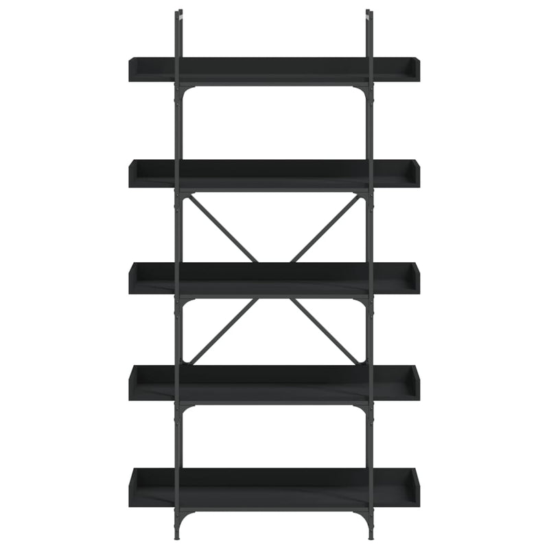 vidaXL 5-szintes fekete szerelt fa könyvespolc 100 x 33 x 180,5 cm