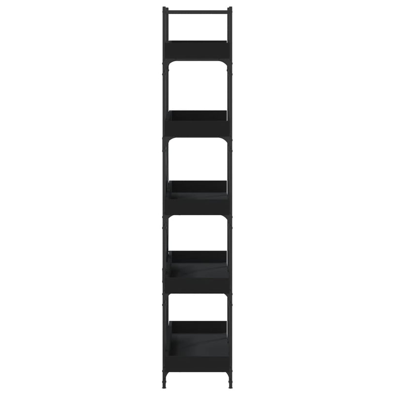 vidaXL 5-szintes fekete szerelt fa könyvespolc 100 x 33 x 180,5 cm