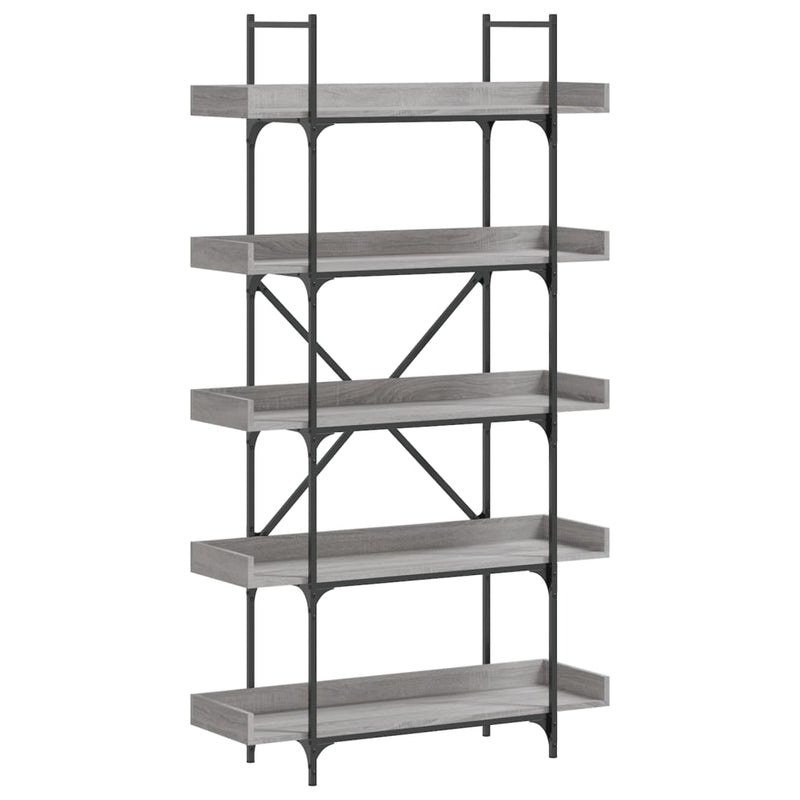 vidaXL 5-szintes szürke sonoma szerelt fa könyvespolc 100x33x180,5 cm