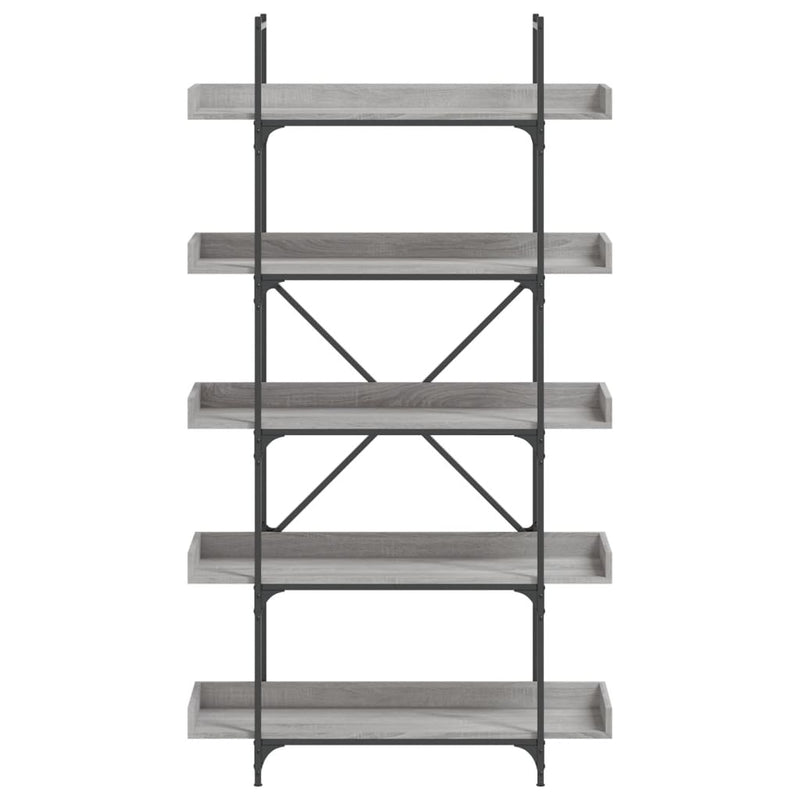 vidaXL 5-szintes szürke sonoma szerelt fa könyvespolc 100x33x180,5 cm
