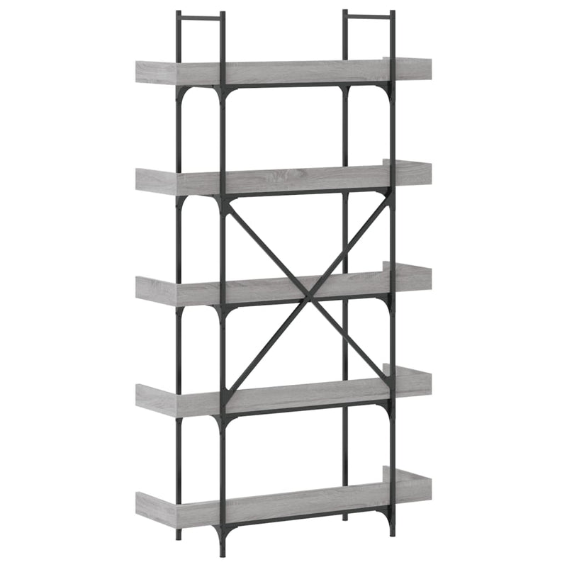 vidaXL 5-szintes szürke sonoma szerelt fa könyvespolc 100x33x180,5 cm