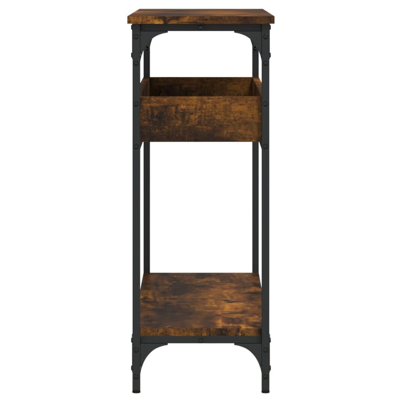 vidaXL füstös tölgy színű szerelt fa tálalóasztal polccal 100x29x75 cm