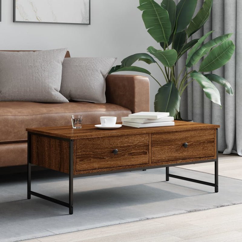vidaXL barna tölgyszínű szerelt fa dohányzóasztal 101x49x39,5 cm