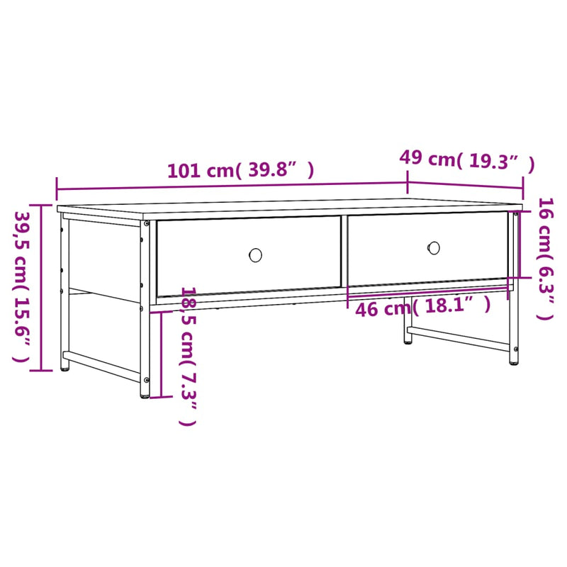 vidaXL barna tölgyszínű szerelt fa dohányzóasztal 101x49x39,5 cm