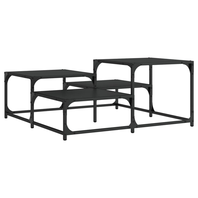 vidaXL fekete szerelt fa dohányzóasztal 87,5 x 87,5 x 40 cm