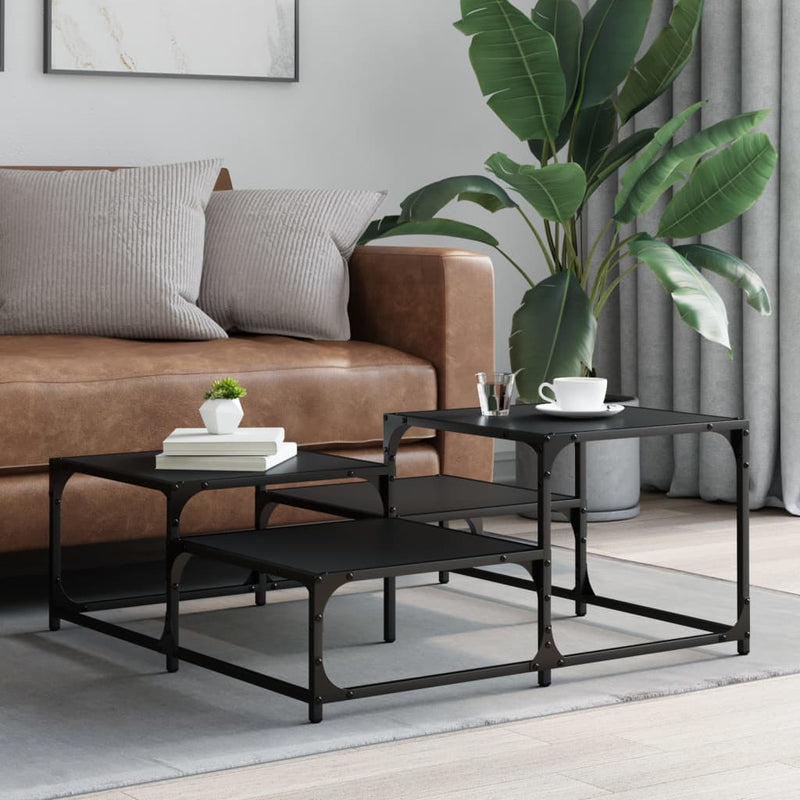 vidaXL fekete szerelt fa dohányzóasztal 87,5 x 87,5 x 40 cm