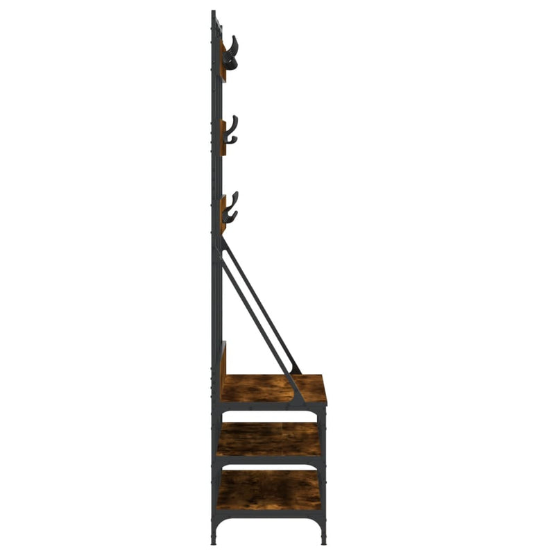vidaXL füstös tölgy színű ruhafogas cipőpolccal 100x40x184 cm