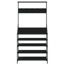 vidaXL fekete ruhafogas cipőpolccal 90x34x184 cm