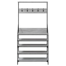 vidaXL szürke sonoma ruhafogas cipőpolccal 90 x 34 x 184 cm