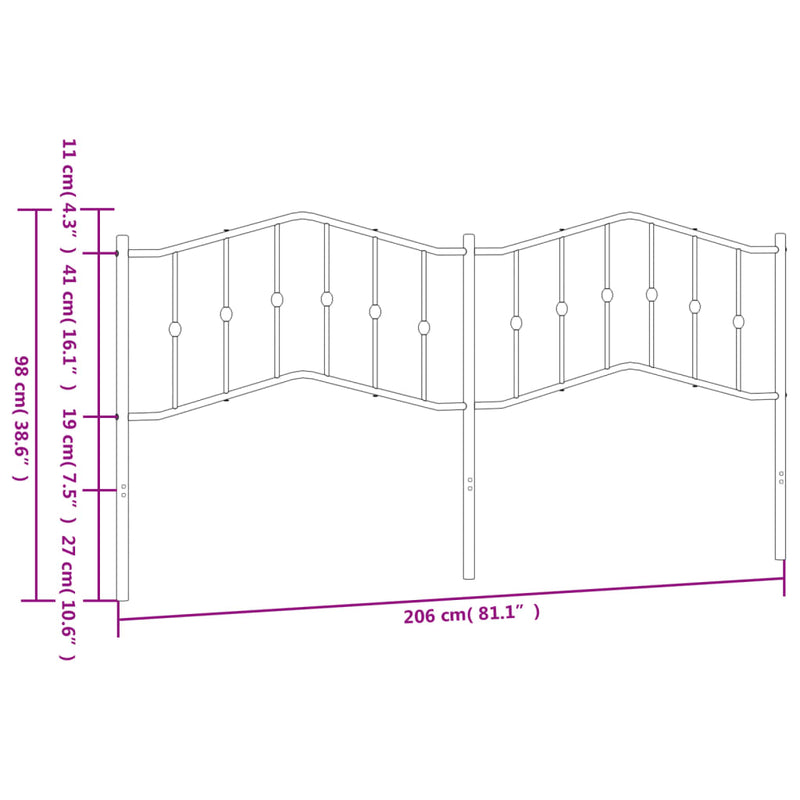 vidaXL fekete fém fejtámla 200 cm
