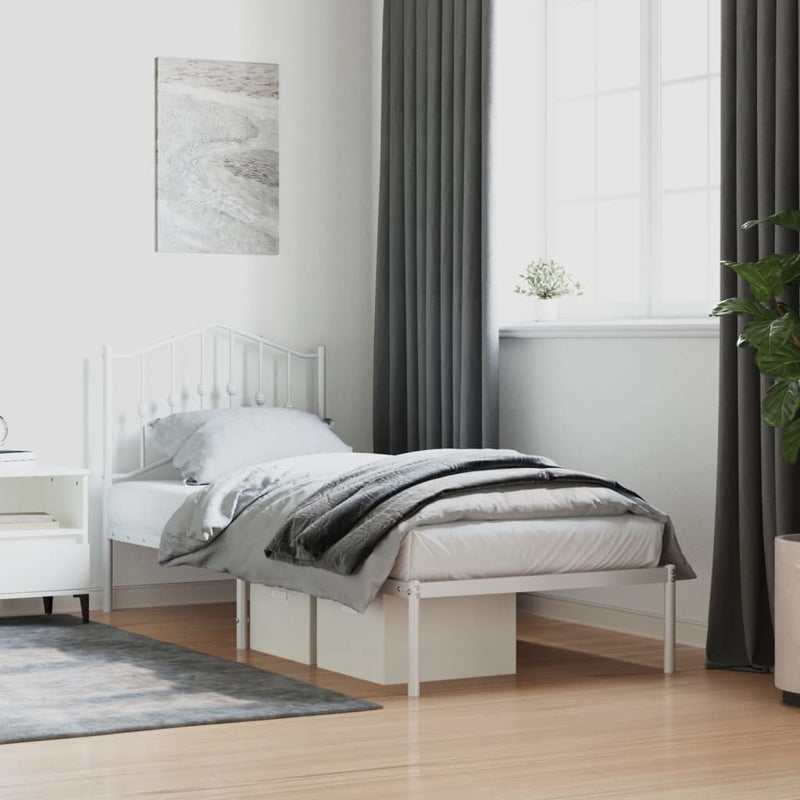 vidaXL fehér fém ágykeret fejtámlával 90x190 cm