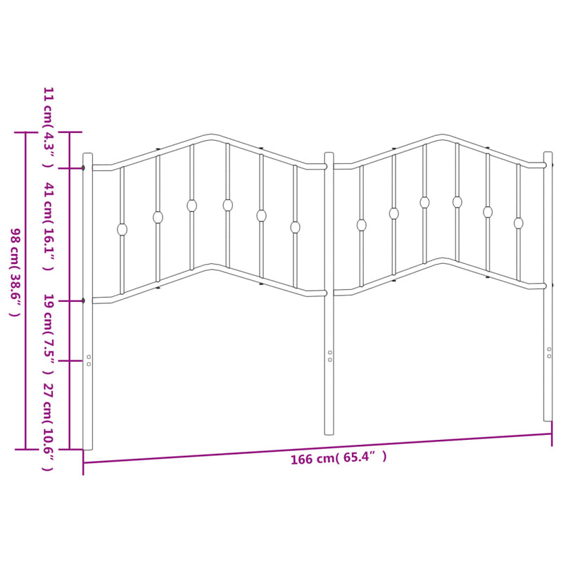 vidaXL fehér fém fejtámla 160 cm