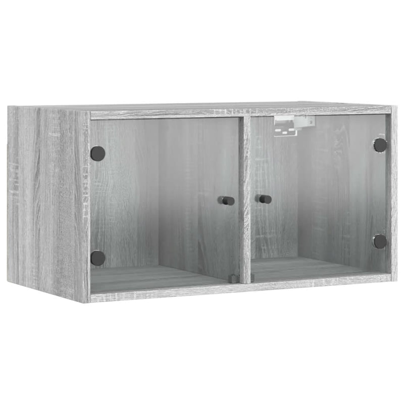 vidaXL 2 db szürke sonoma faliszekrény üvegajtókkal 68,5 x 37 x 35 cm