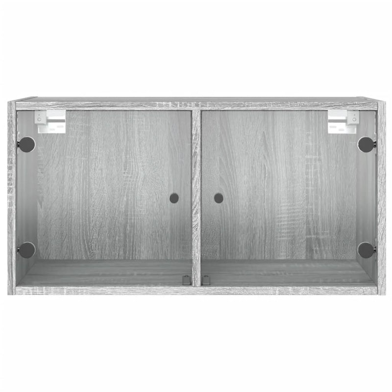 vidaXL 2 db szürke sonoma faliszekrény üvegajtókkal 68,5 x 37 x 35 cm