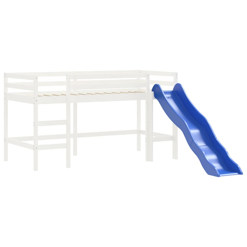 vidaXL fehér tömör fenyőfa gyerek galériaágy létrával 90x200 cm