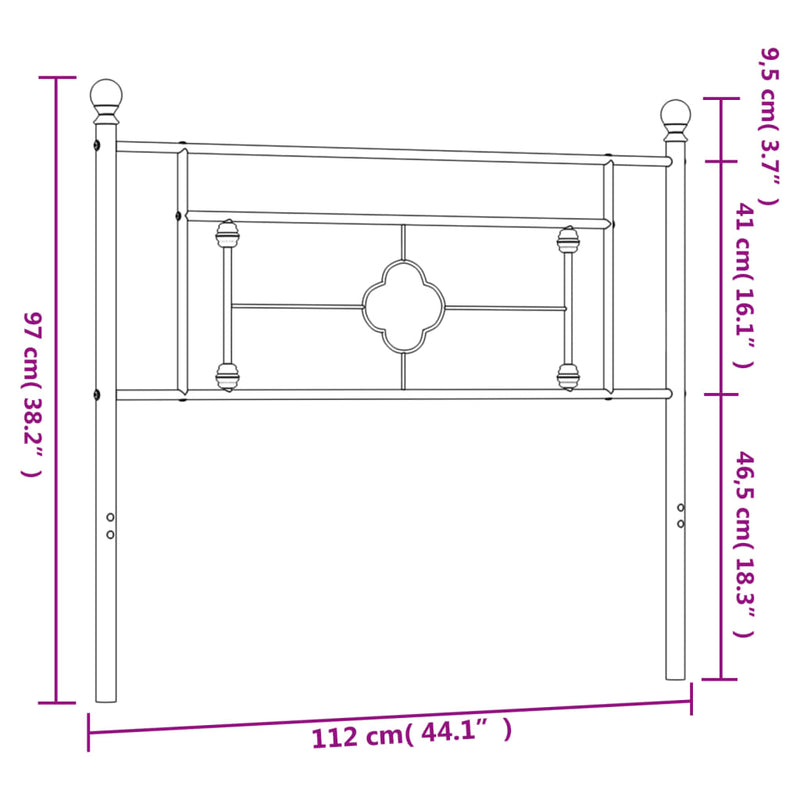 vidaXL fekete fém fejtámla 107 cm