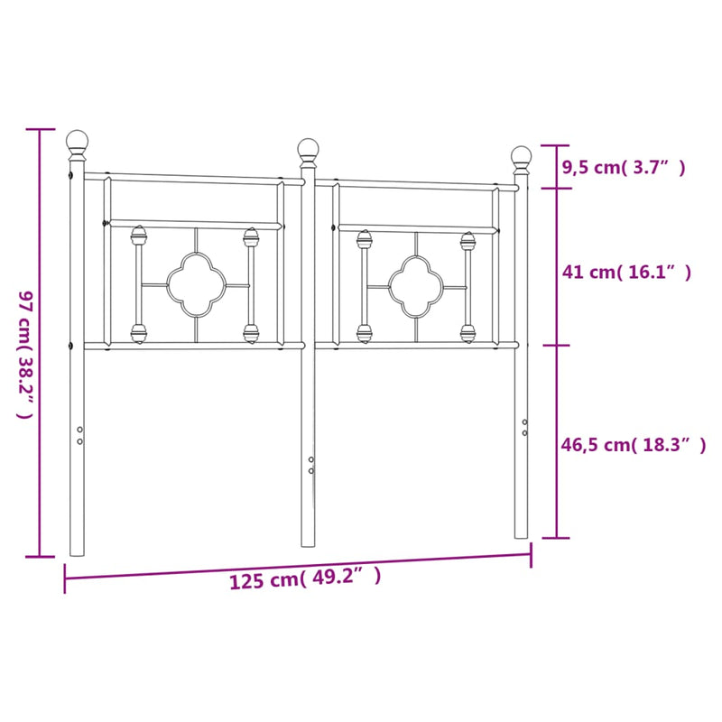 vidaXL fekete fém fejtámla 120 cm