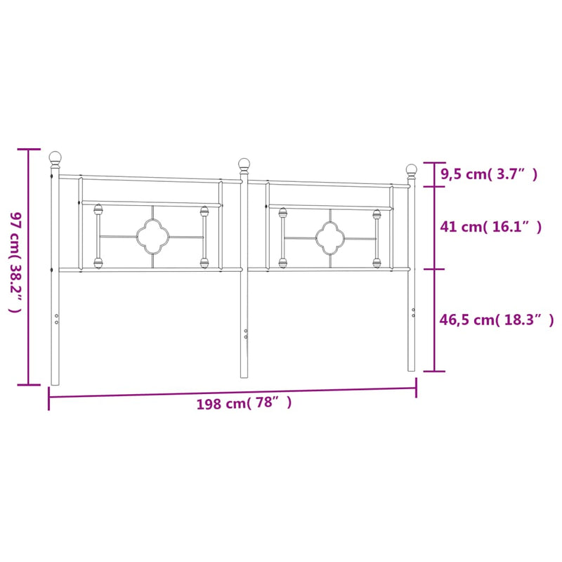 vidaXL fekete fém fejtámla 193 cm