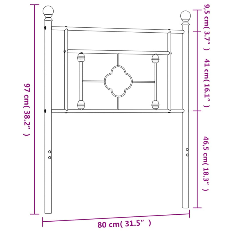 vidaXL fehér fém fejtámla 75 cm