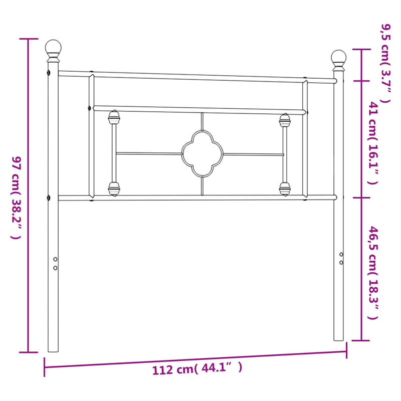vidaXL fehér fém fejtámla 107 cm