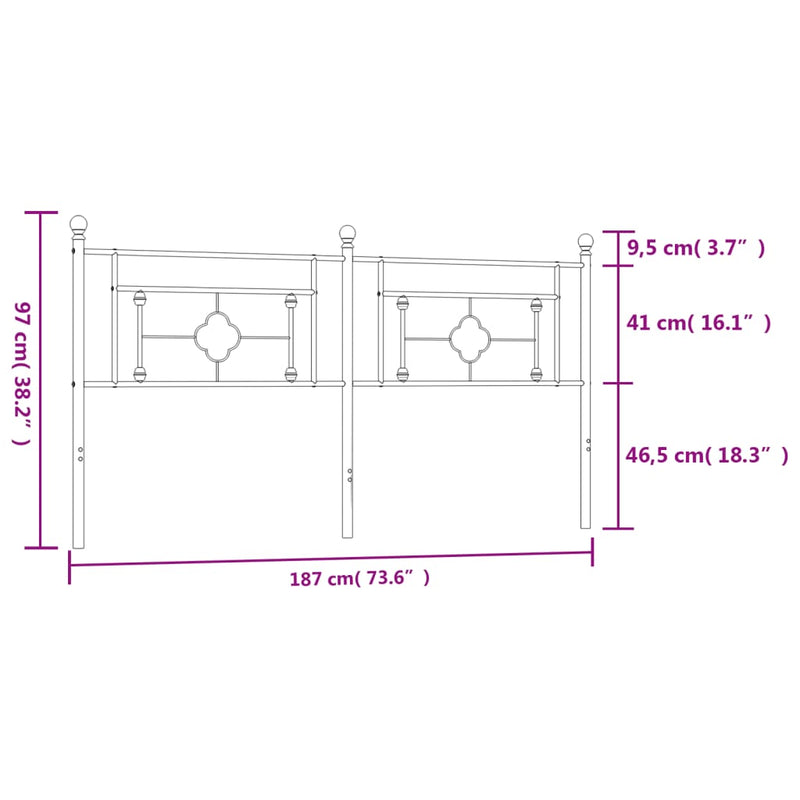 vidaXL fehér fém fejtámla 180 cm