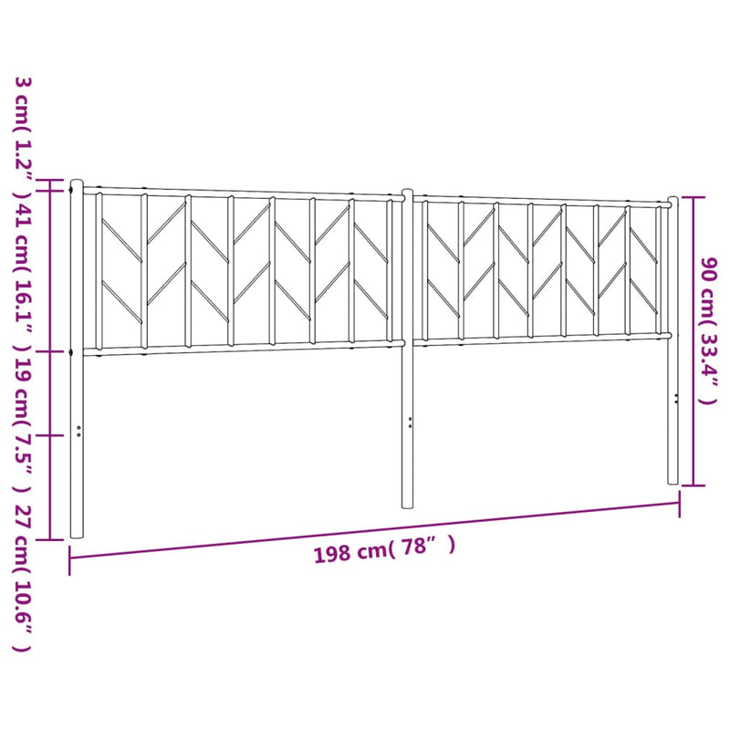 vidaXL fekete fém fejtámla 193 cm