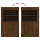 vidaXL barna tölgy színű szerelt fa tálalószekrény LED-világítással