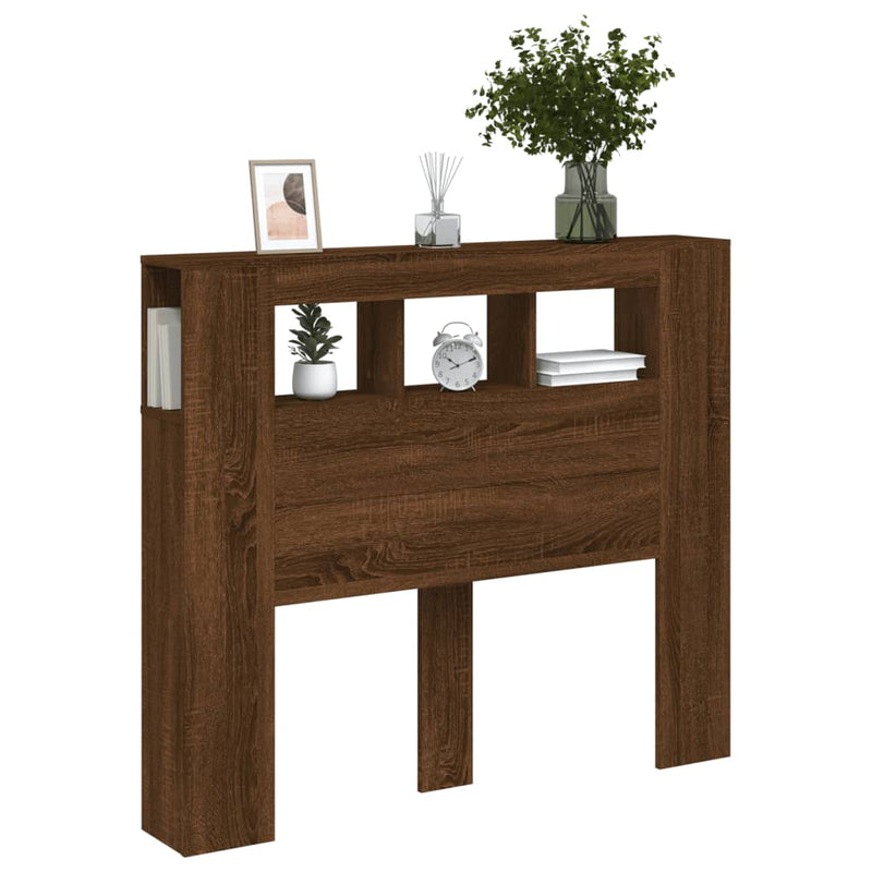 vidaXL barna tölgyszínű szerelt fa LED-es fejtámla 120x18,5x103,5 cm