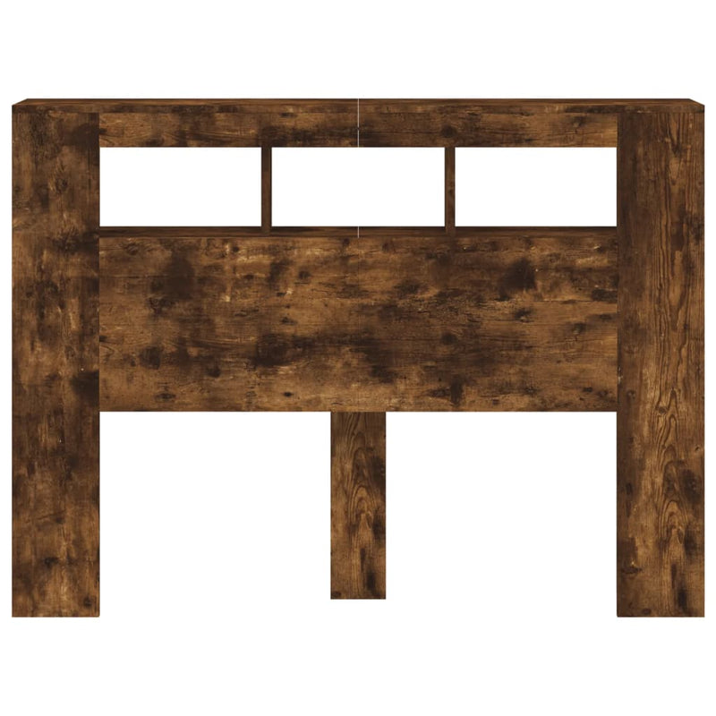 vidaXL füstüs tölgy színű szerelt fa LED-es fejtámla 140x18,5x103,5 cm