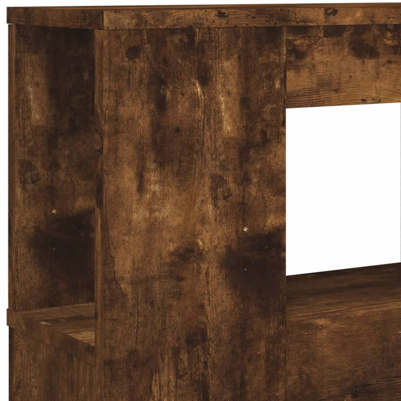 vidaXL füstüs tölgy színű szerelt fa LED-es fejtámla 140x18,5x103,5 cm