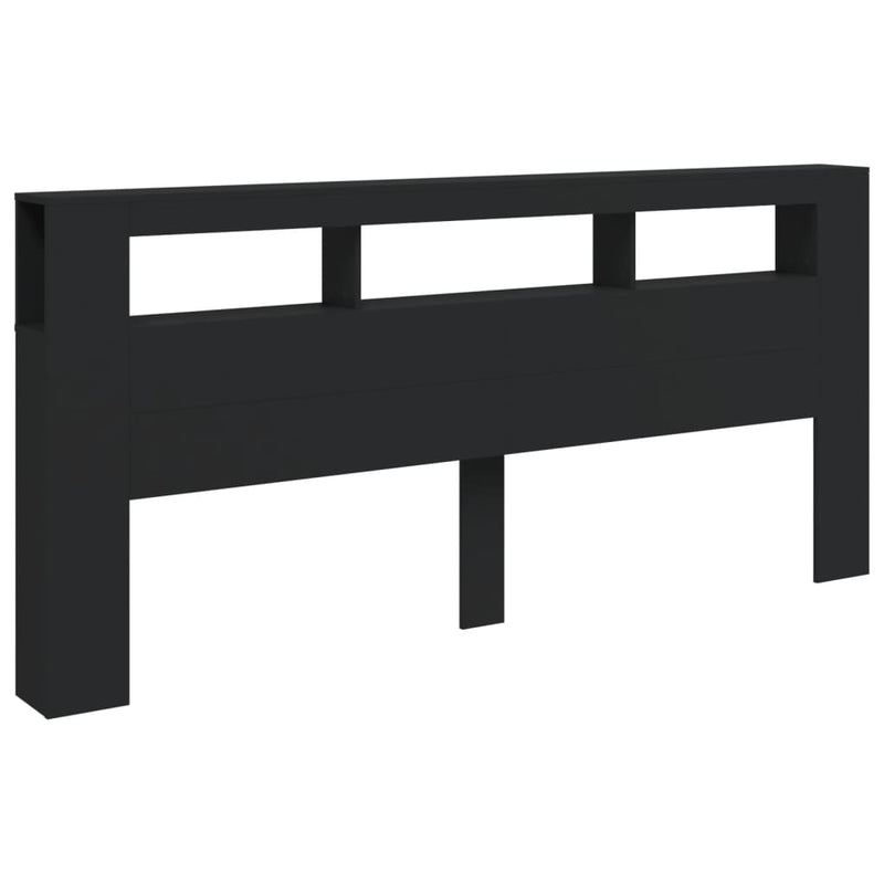 vidaXL fekete szerelt fa LED-es fejtámla 220x18,5x103,5 cm