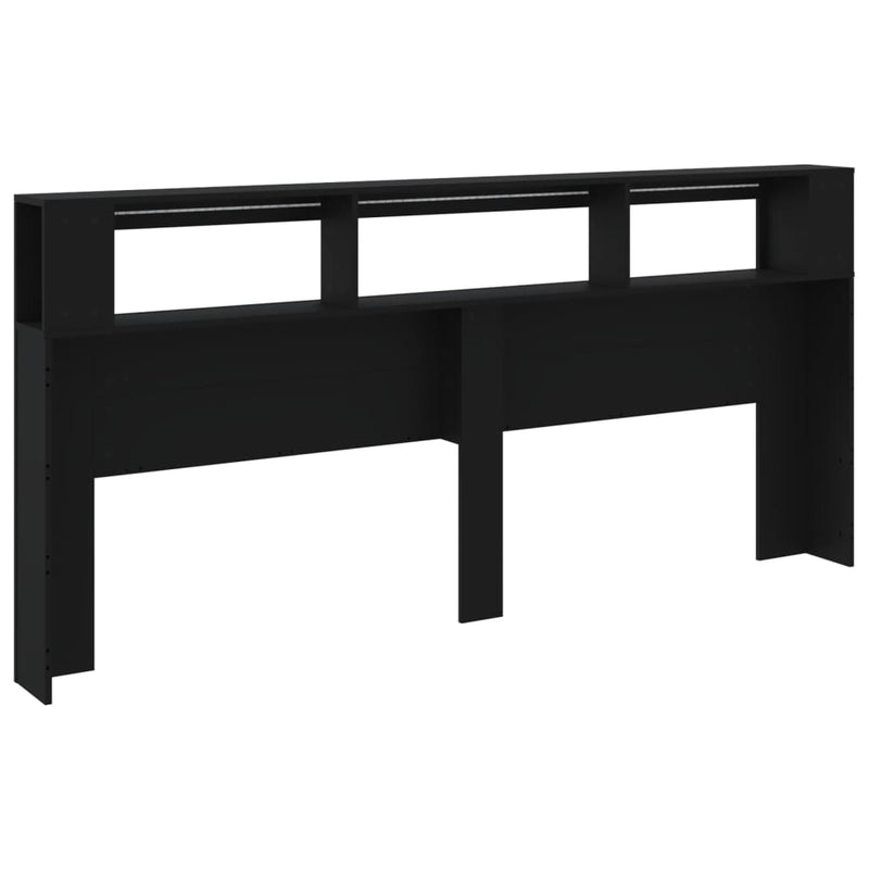 vidaXL fekete szerelt fa LED-es fejtámla 220x18,5x103,5 cm