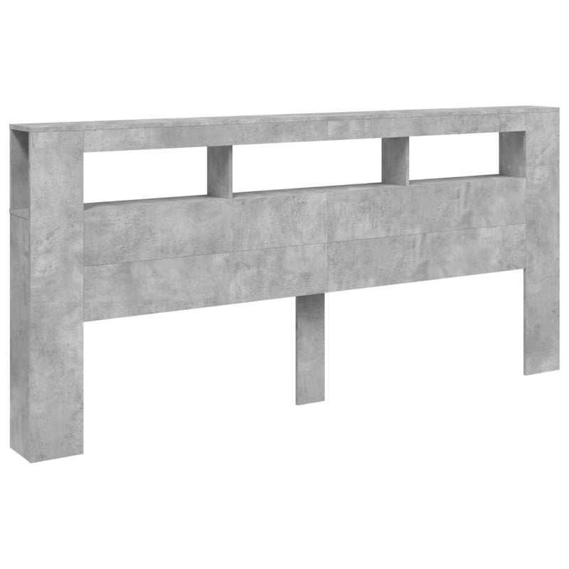 vidaXL betonszürke szerelt fa LED-es fejtámla 220x18,5x103,5 cm