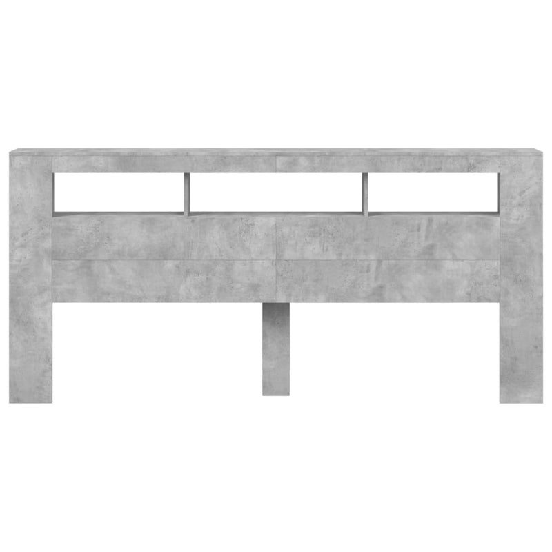 vidaXL betonszürke szerelt fa LED-es fejtámla 220x18,5x103,5 cm
