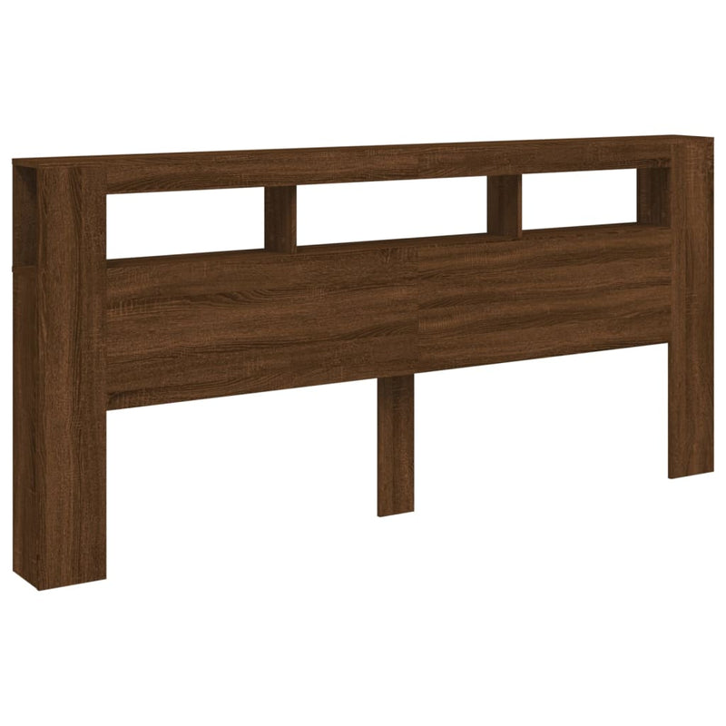 vidaXL barna tölgyszínű szerelt fa LED-es fejtámla 220x18,5x103,5 cm