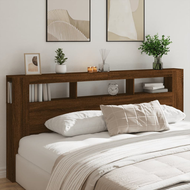 vidaXL barna tölgyszínű szerelt fa LED-es fejtámla 220x18,5x103,5 cm