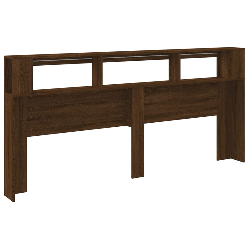 vidaXL barna tölgyszínű szerelt fa LED-es fejtámla 220x18,5x103,5 cm