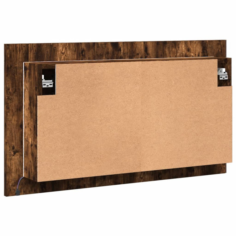 vidaXL füstös tölgy akril LED-es tükrös fürdőszobaszekrény 80x12x45 cm
