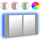 vidaXL szürke sonoma akril LED-es tükrös fürdőszobaszekrény 80x12x45cm