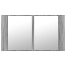 vidaXL szürke sonoma akril LED-es tükrös fürdőszobaszekrény 80x12x45cm
